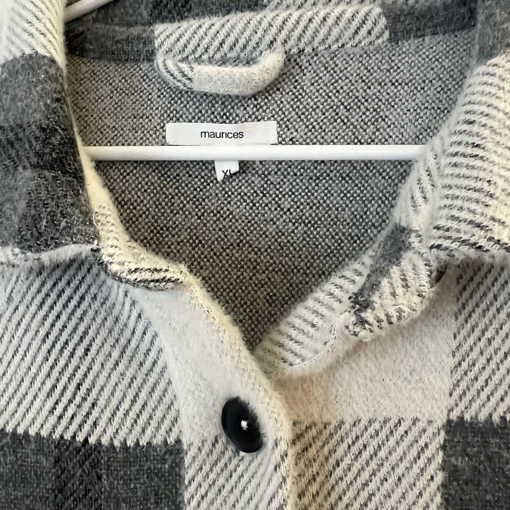 Maurices Plush Monochrome Plaid Shacket